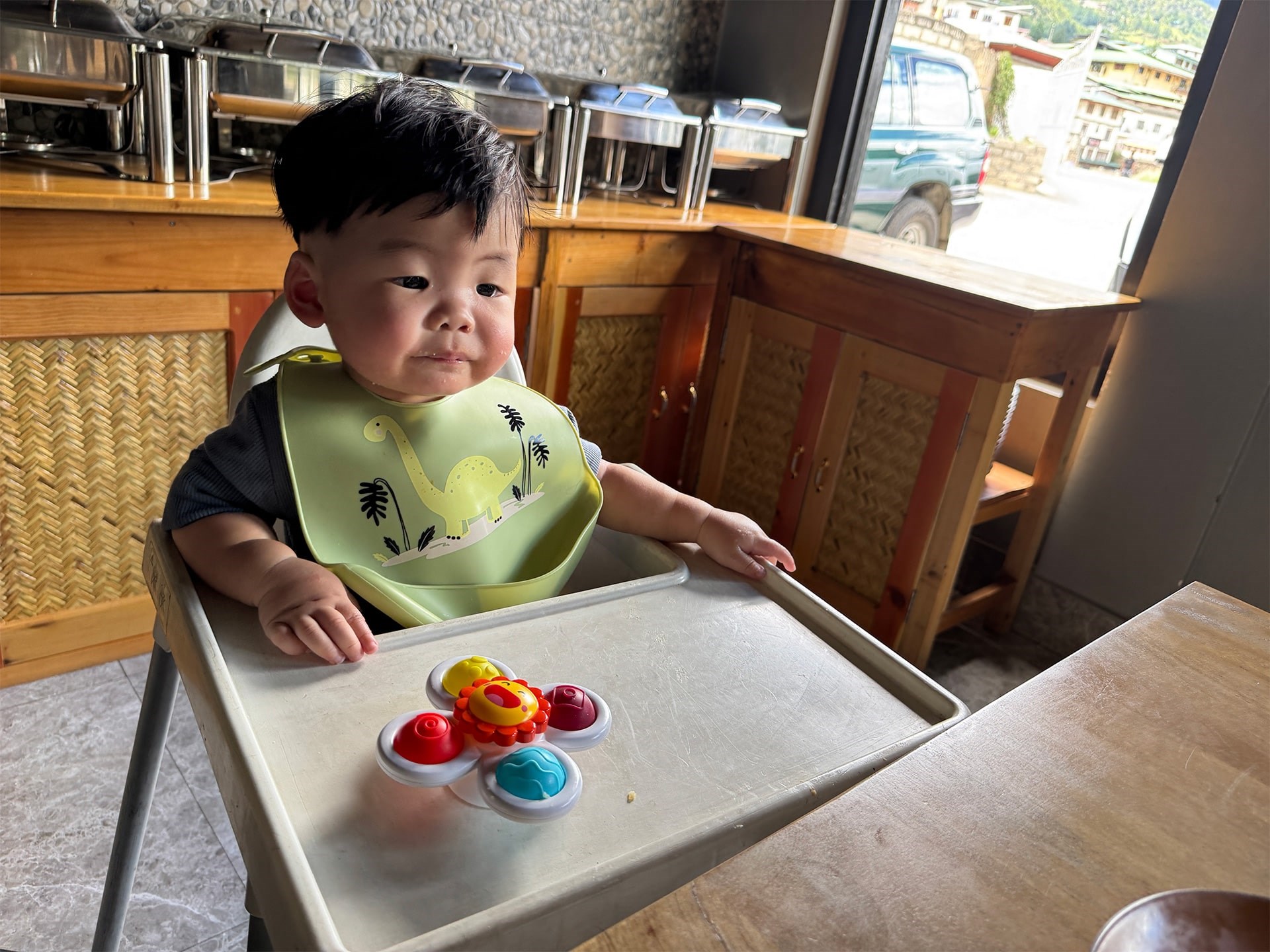 Joon on high chair at Chaa Bistro